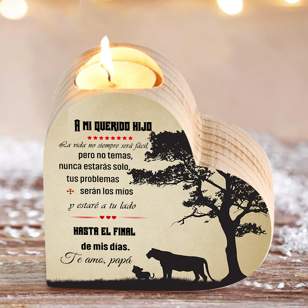 Candelero de corazón para hijo de papá de madera de dos piezas sin candela-Jessemade ES
