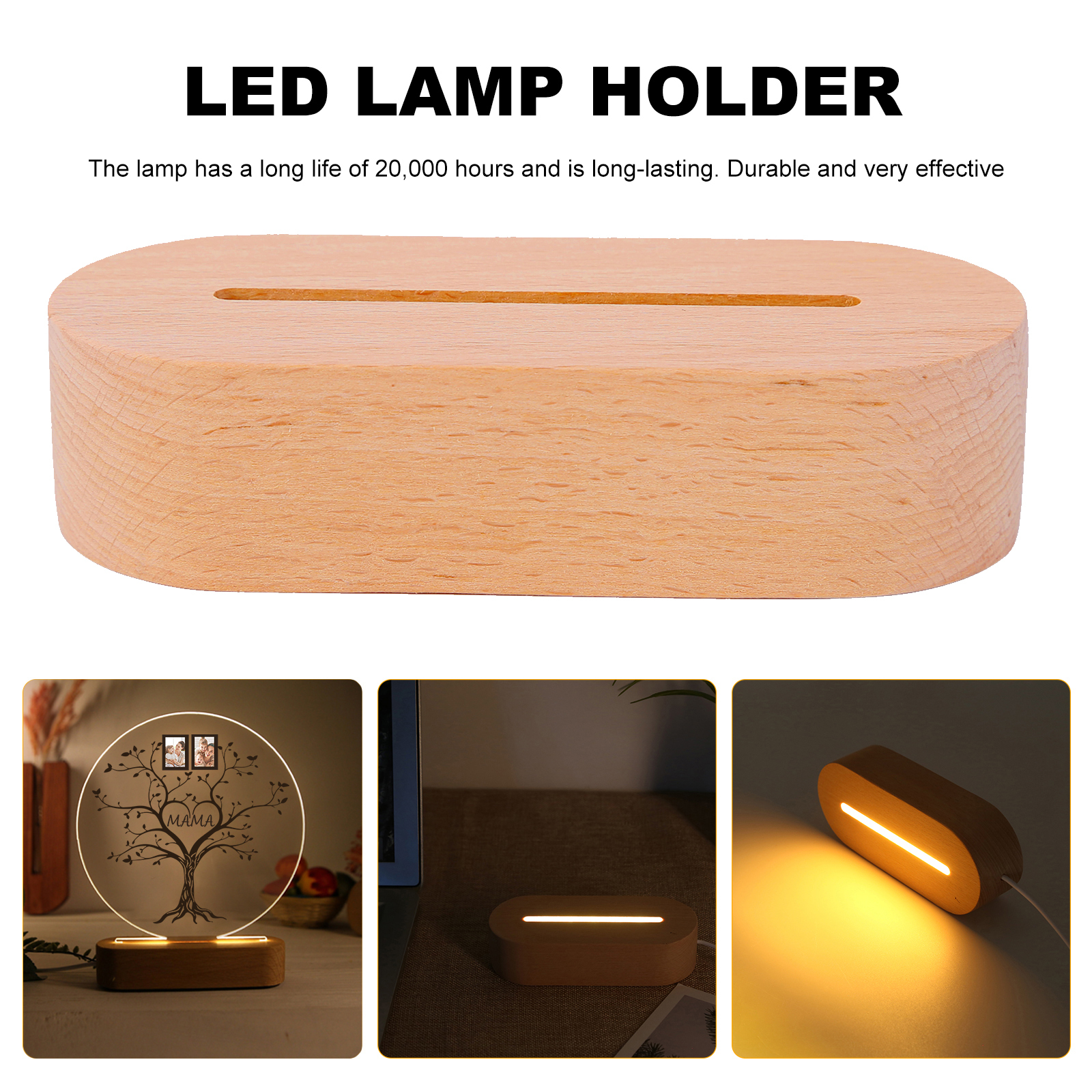 A mi mamá/abuela-Lámpara 3D Ilusión Luz de Noche Personalizada con 2-6 Fotos y 1 Texto-Jessemade ES