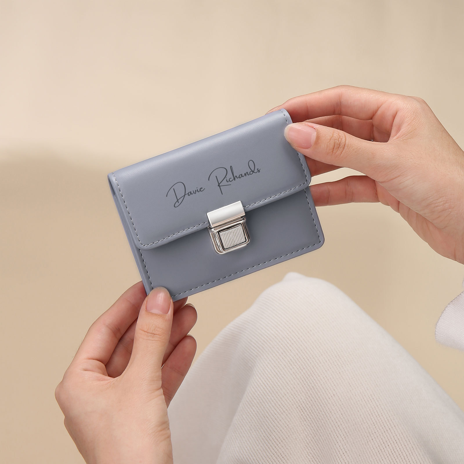 Cartera, billetera con 1 texto y 1 foto personalizados monedero clásico para mujer-Jessemade ES