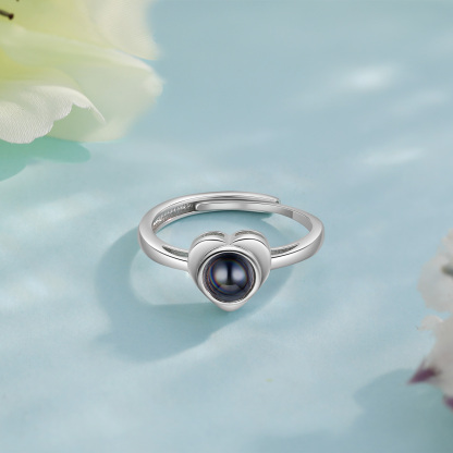 Anillo de corazón con proyección de foto anillo ajustable-Jessemade ES