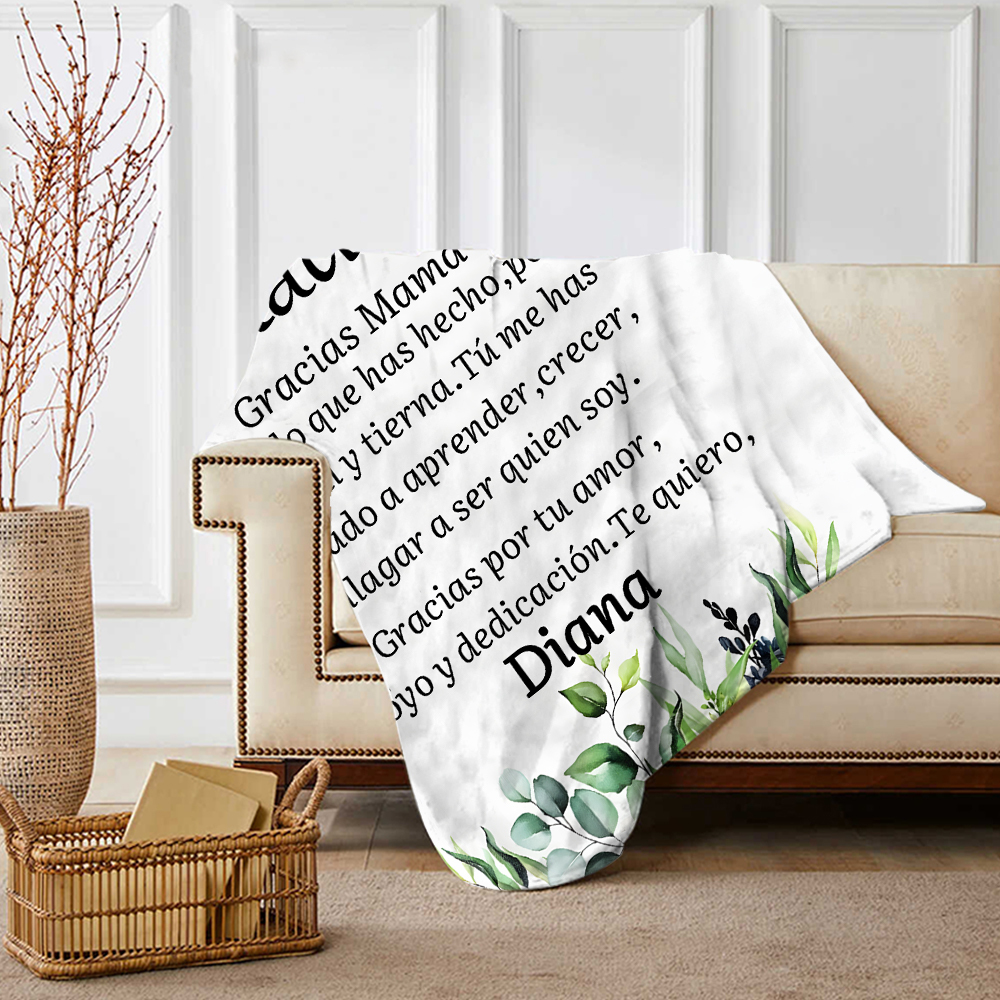 A mi mamá-Manta de buen calidad con frase amoroso y personalizada con 1 nombre-Jessemade ES