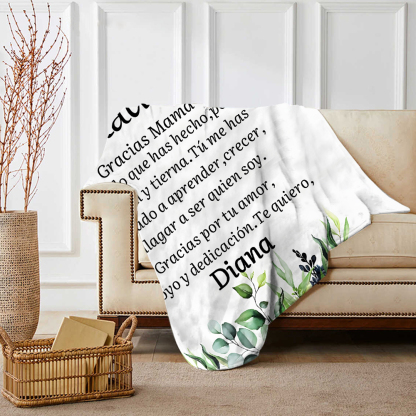 A mi mamá-Manta de buen calidad con frase amoroso y personalizada con 1 nombre-Jessemade ES