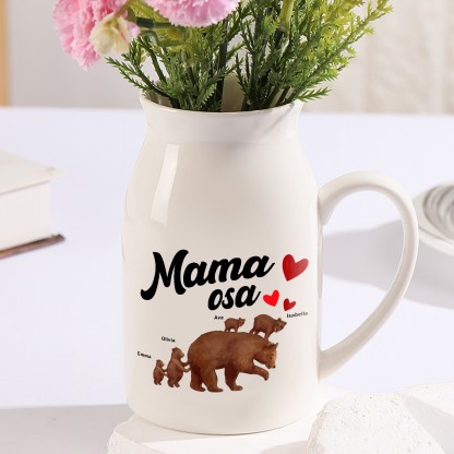 Florero de cerámica mamaosa y sus bebés 2-8 nombres personalizados con texto decoración del hogar-Jessemade ES