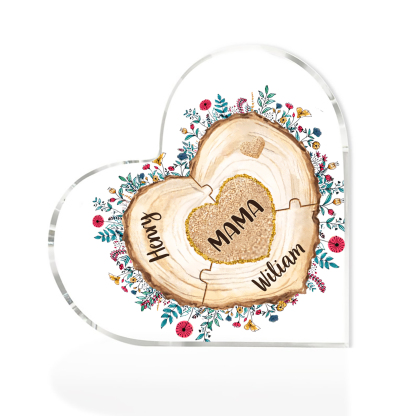 A mi mamá/abuela-Placa de acrílico "Corazones" en forma de corazón 3 nombres personalizados-Jessemade ES