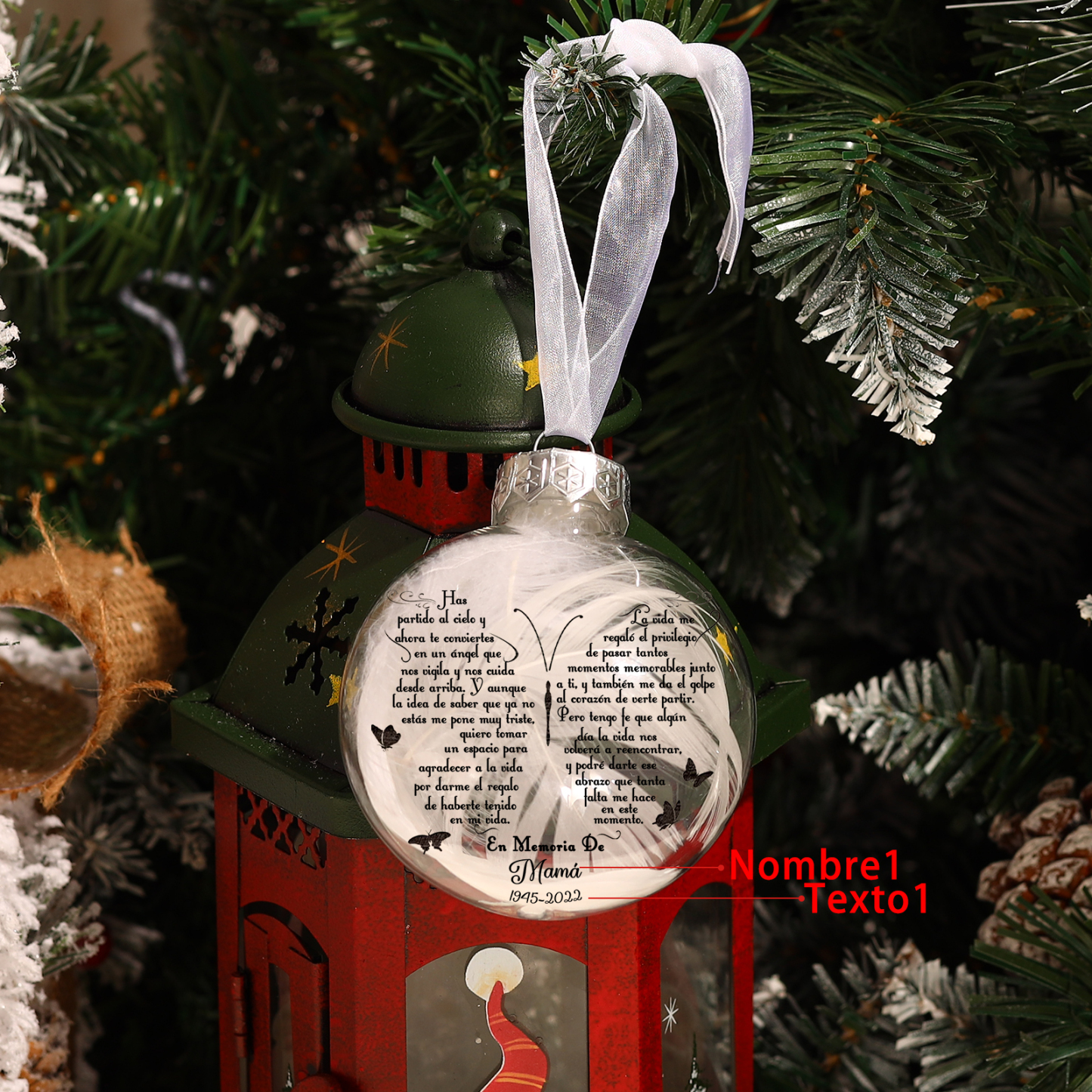 Bola navideña conmemorativa Adorno de Navidad 1 nombre y años personalizados con pluma -Jessemade ES