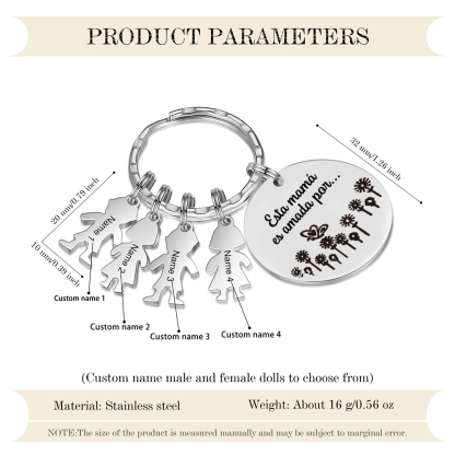 A mi mamá - Llavero con 4 nombres personalizados en "niños"-Jessemade ES