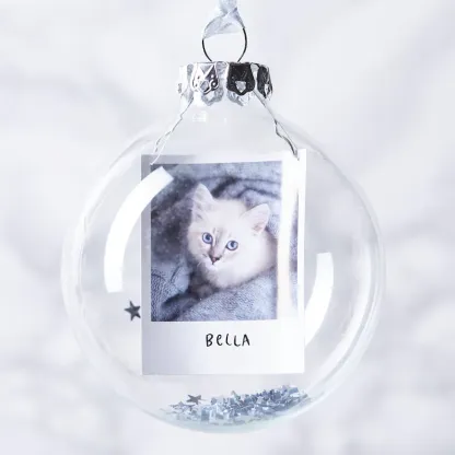 Bola navideña Adorno de Navidad 1 foto y 1 texto  personalizados