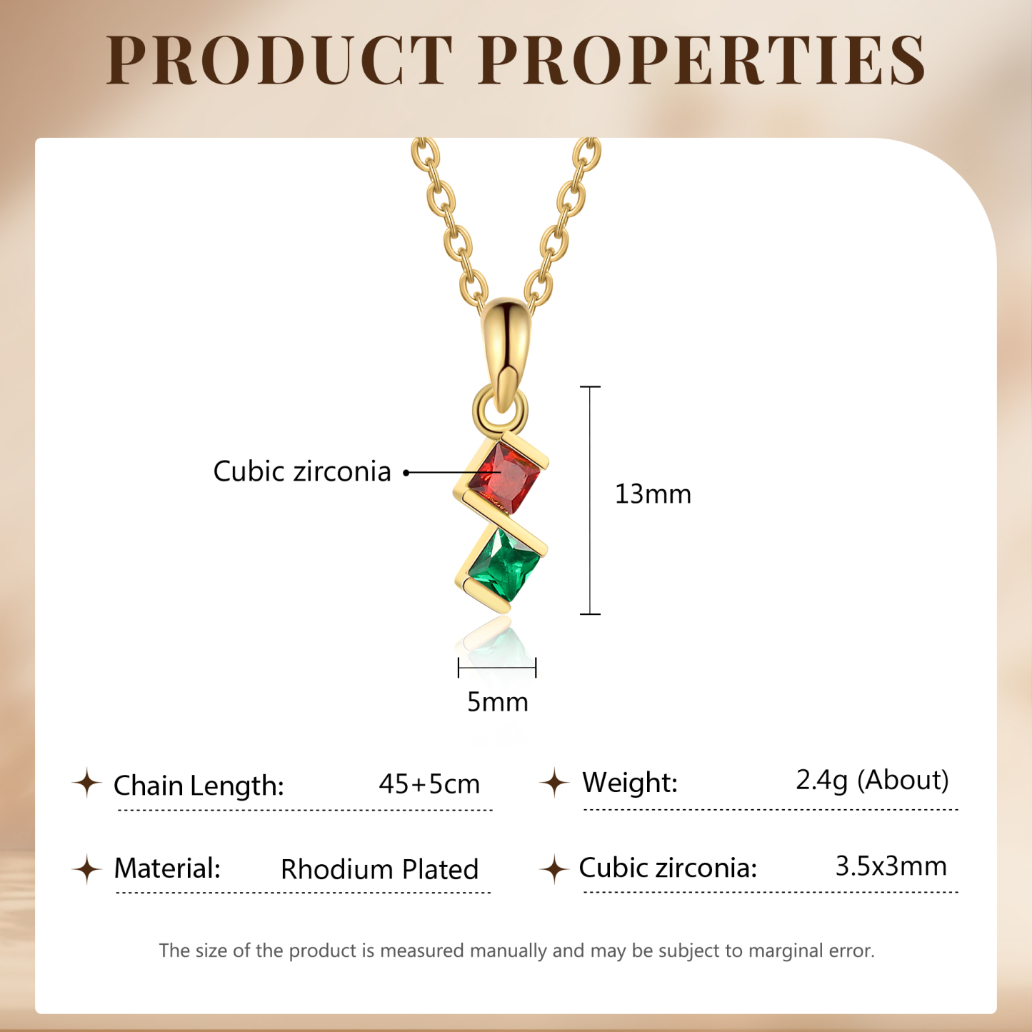 Collar para mujer con 2 piedras de nacimiento personalizadas-Jessemade ES