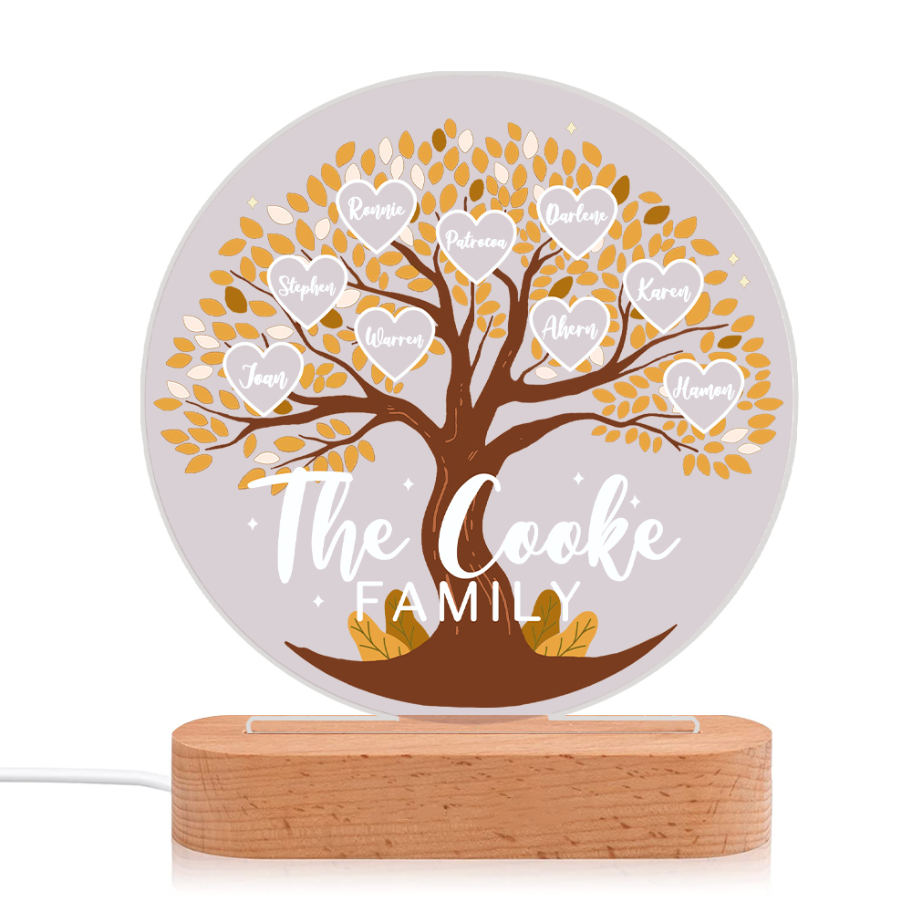 Lámpara de noche LED Árbol de la Vida 9 nombres y 1 texto personalizados-Jessemade ES