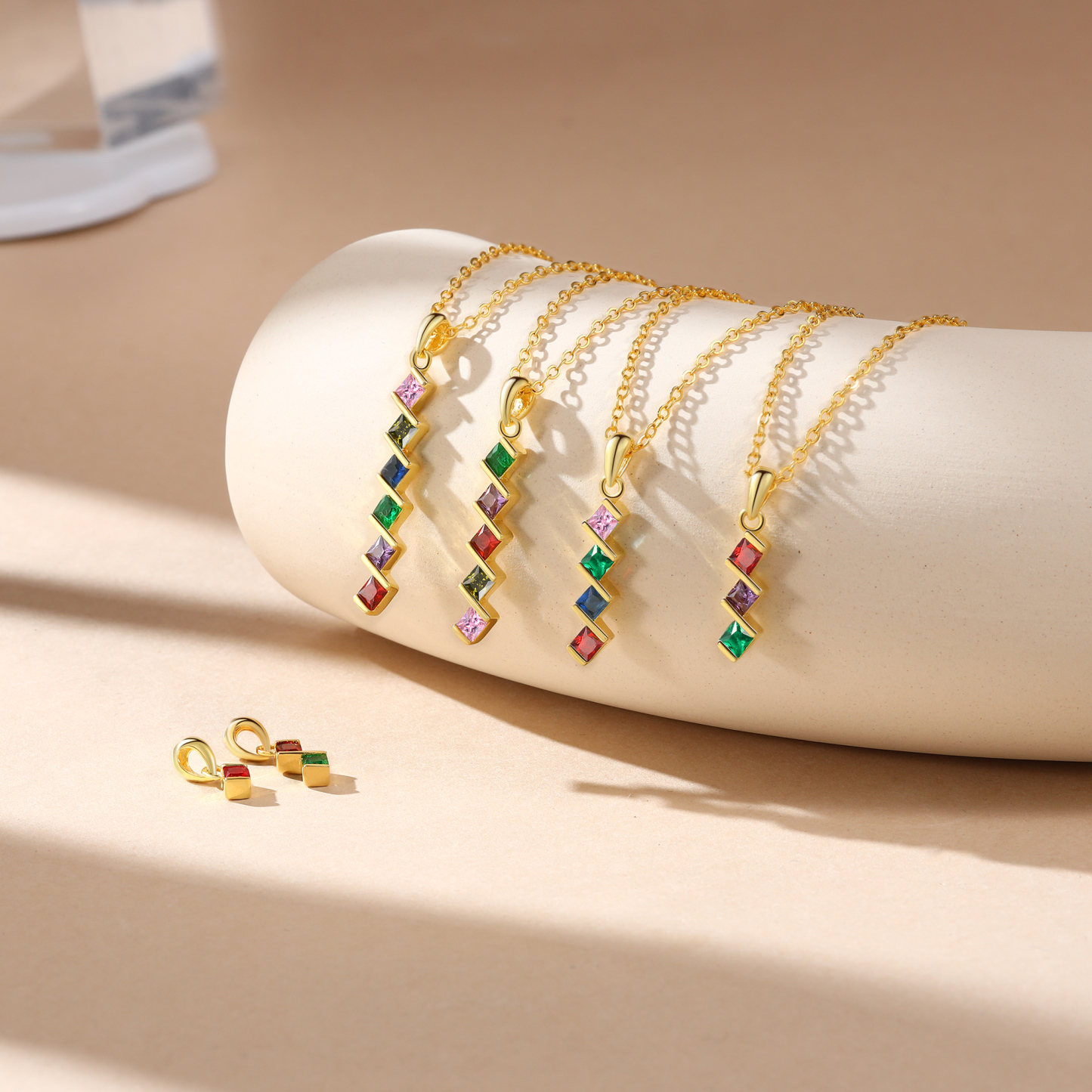 Collar para mujer con 5 piedras de nacimiento personalizadas-Jessemade ES