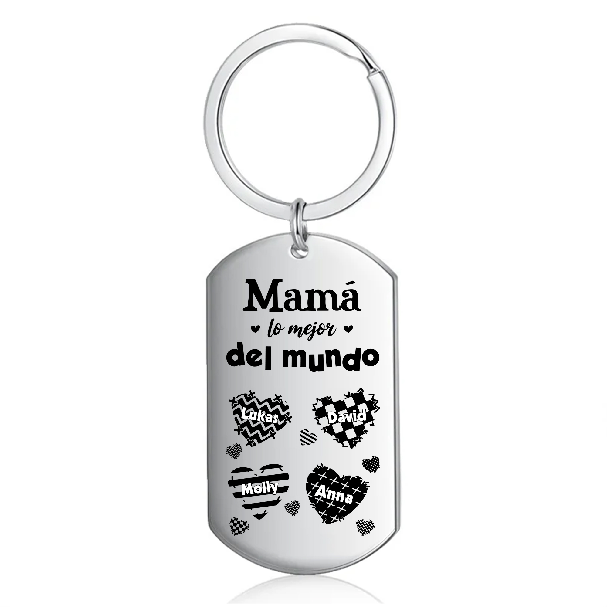 A mi mamá-Llavero 1-6 Nombres Personalizados CORAZONES-Jessemade ES