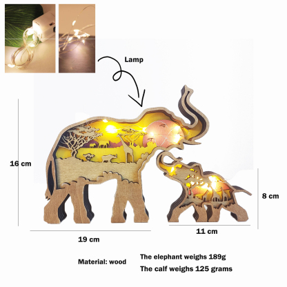 [Copy]Adornos de Madera Animales 2 Tipos (con luz o sin luz）Texto Personalizado en la Parte Trasera