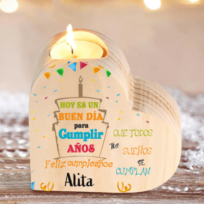 Cumpleaños-Candelero en forma de corazón con nombre personalizado-Jessemade ES