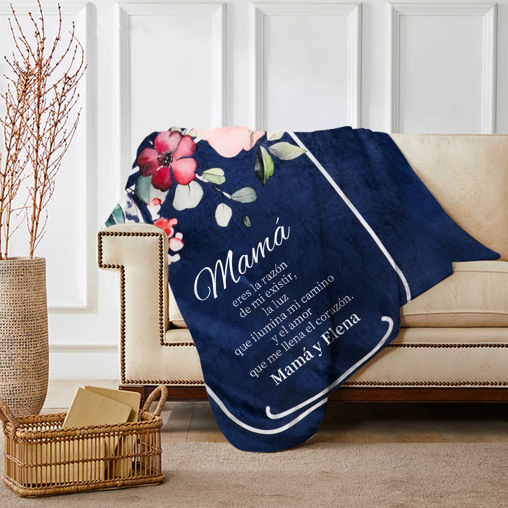 A mi mamá-Manta de buen calidad con frase amoroso y personalizada con 1 texto-Jessemade ES