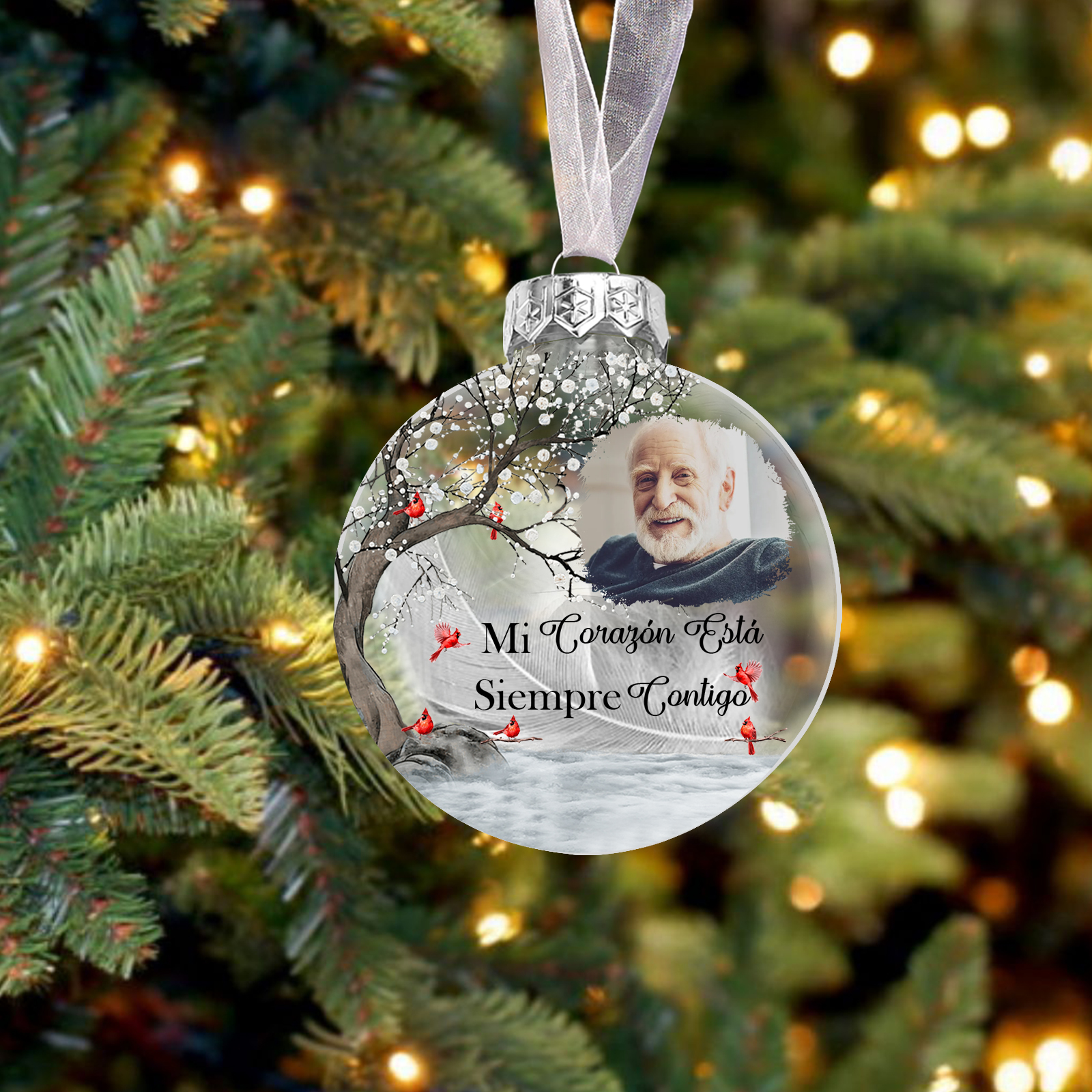 Bola navideña conmemorativa Adorno de Navidad 1 foto personalizada con pluma -Jessemade ES