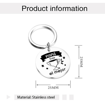 A mi papá-Llavero de placa redonda "Papá eres el mejor"-Jessemade ES