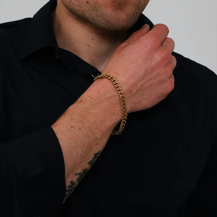 Pulsera de cadena cubana de acero inoxidable para hombre