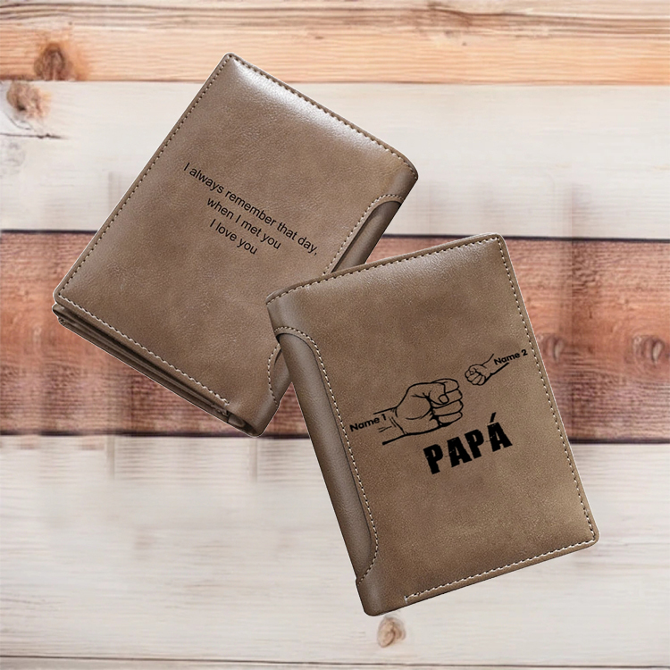 A mi papá-Cartera 2-5 nombres y texto personalizados billetera clásica puño a puño -Jessemade ES