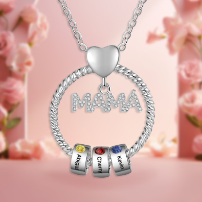 Collar a mamá 1-5 nombres y piedras de nacimiento personalizados con colgante de "MAMÁ" color oro | Jessemade