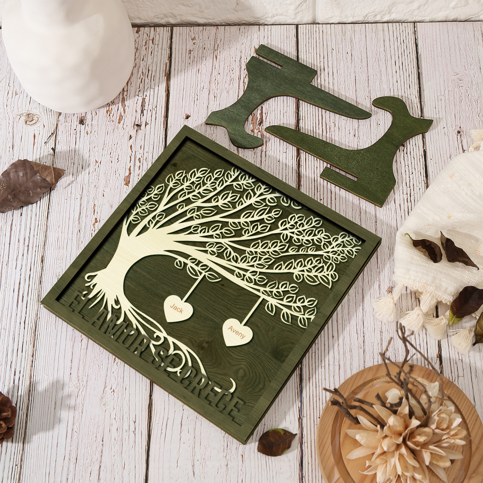 A mi mamá/abuela-Adorno 2-8 nombres personalizados decoración de madera árbol de la vida-Jessemade ES