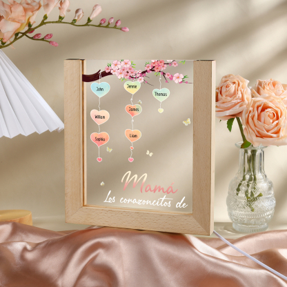 A mi mamá/abuela-Lámpara Personalizada con 2-8 Nombres y Texto "árbol y corazones" 3D Ilusión Luz de Noche-Jessemade ES