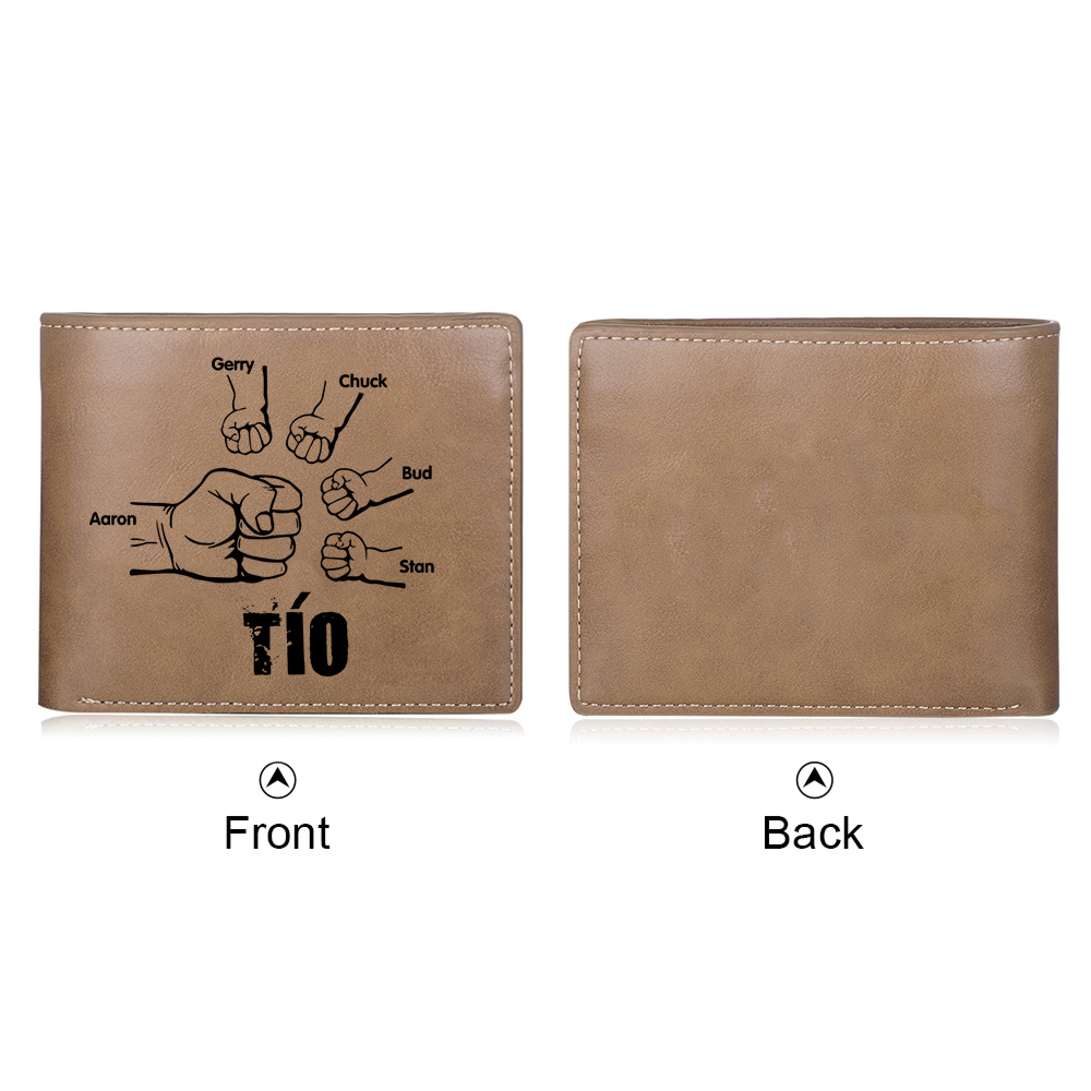 A mi tío-Cartera 2-5 nombres y foto personalizados billetera clásica puño a puño -Jessemade ES