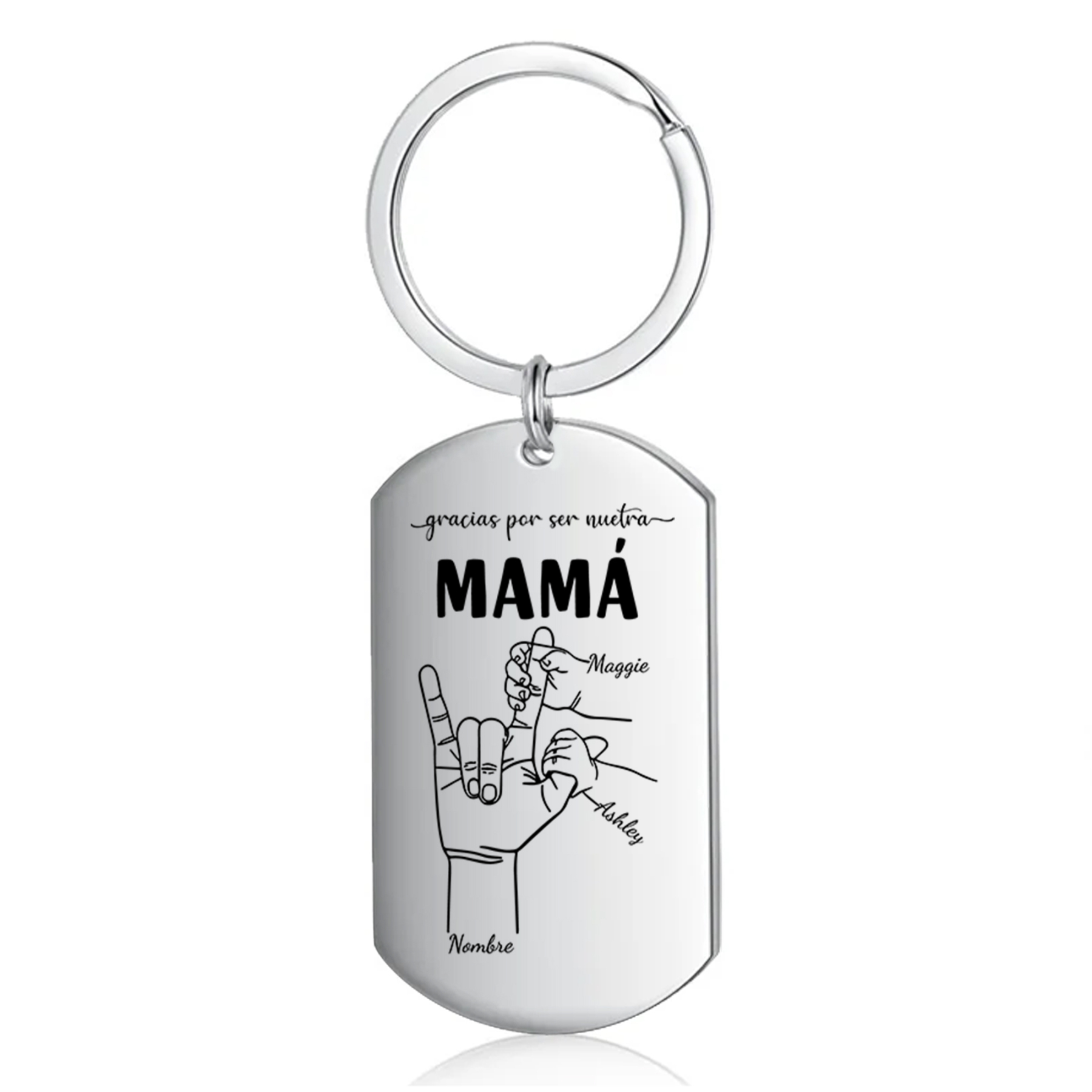 A mi mamá-Llavero 2-6 Nombres Personalizados "DEDOS COGIDOS"-Jessemade ES