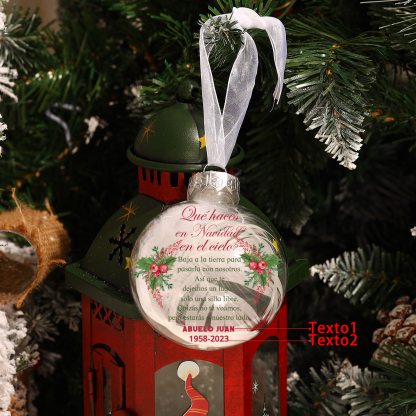Bola navideña conmemorativa Adorno de Navidad 2 textos personalizados con pluma -Jessemade ES