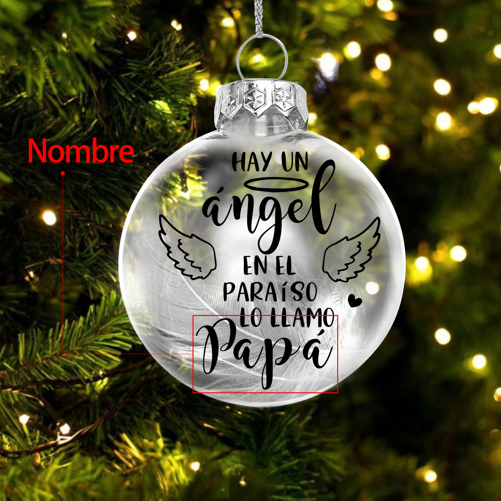 Bola navideña conmemorativa Adorno de Navidad 1 nombre personalizado con pluma -Jessemade ES
