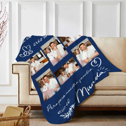 A mi padre-Manta de buen calidad personalizada con 6 fotos-Jessemade ES