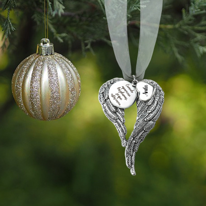 Adorno navideño de alas conmemorativo Adorno de Navidad 1 nombre personalizado 