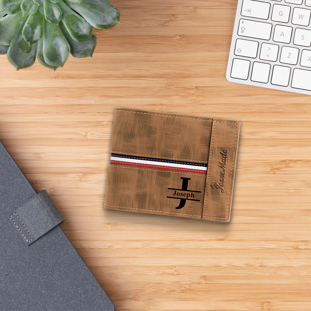 Cartera, billetera personalizada con 1 foto, 1 nombre y 1 letra monedero para hombre-Jessemade ES