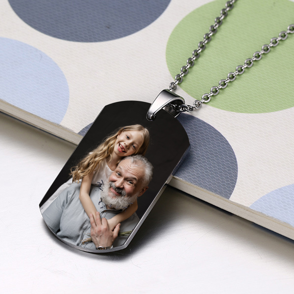 A MI ABUELO-Collar de placa personalizada con nombre y foto-Jessemade ES