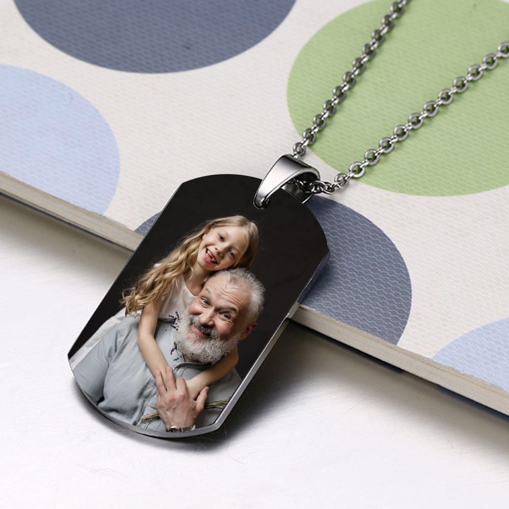 A MI ABUELO-Collar de placa personalizada con nombre y foto-Jessemade ES