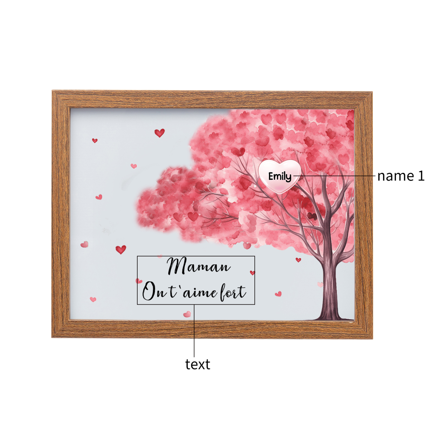 Marco con LED Árbol de la Vida 1-10 Nombres Personalizados con 1 Texto-Jessemade ES