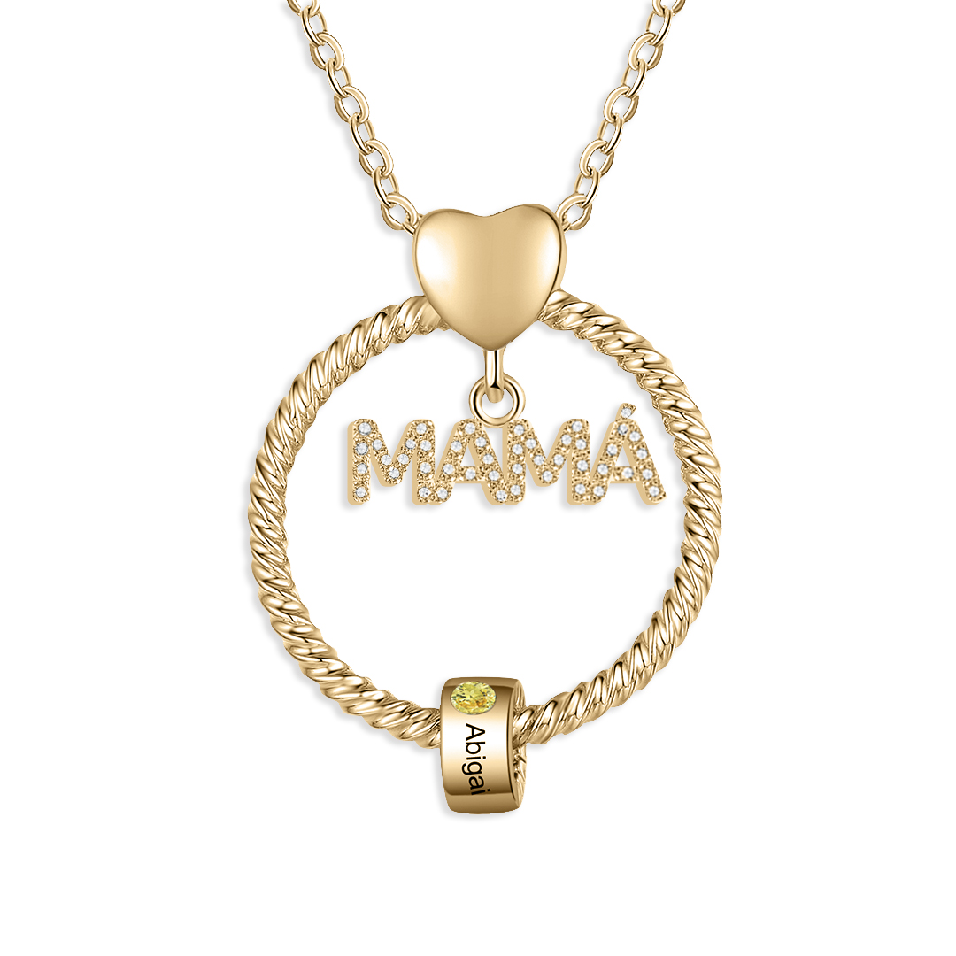 Collar 1-5 nombres y piedras de nacimiento personalizados con colgante de "MAMÁ" color oro | Jessemade-Jessemade ES