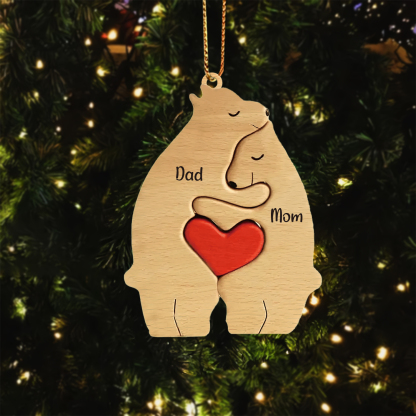 Navidad-Ornamento muñecos navideño de madera familia de canguros 2 nombres personalizados adorno del árbol-Jessemade ES