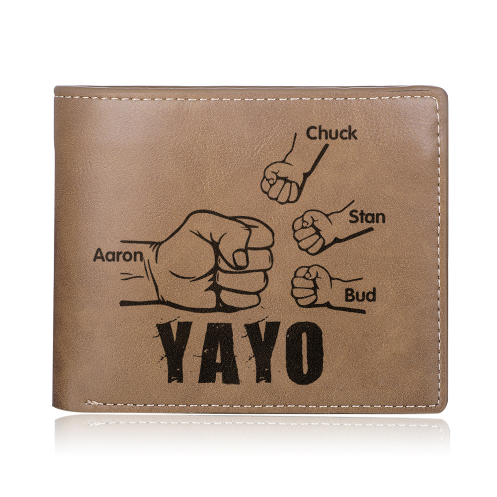 A mi abuelo-Cartera 2-5 nombres personalizados billetera clásica puño con puño -Jessemade ES