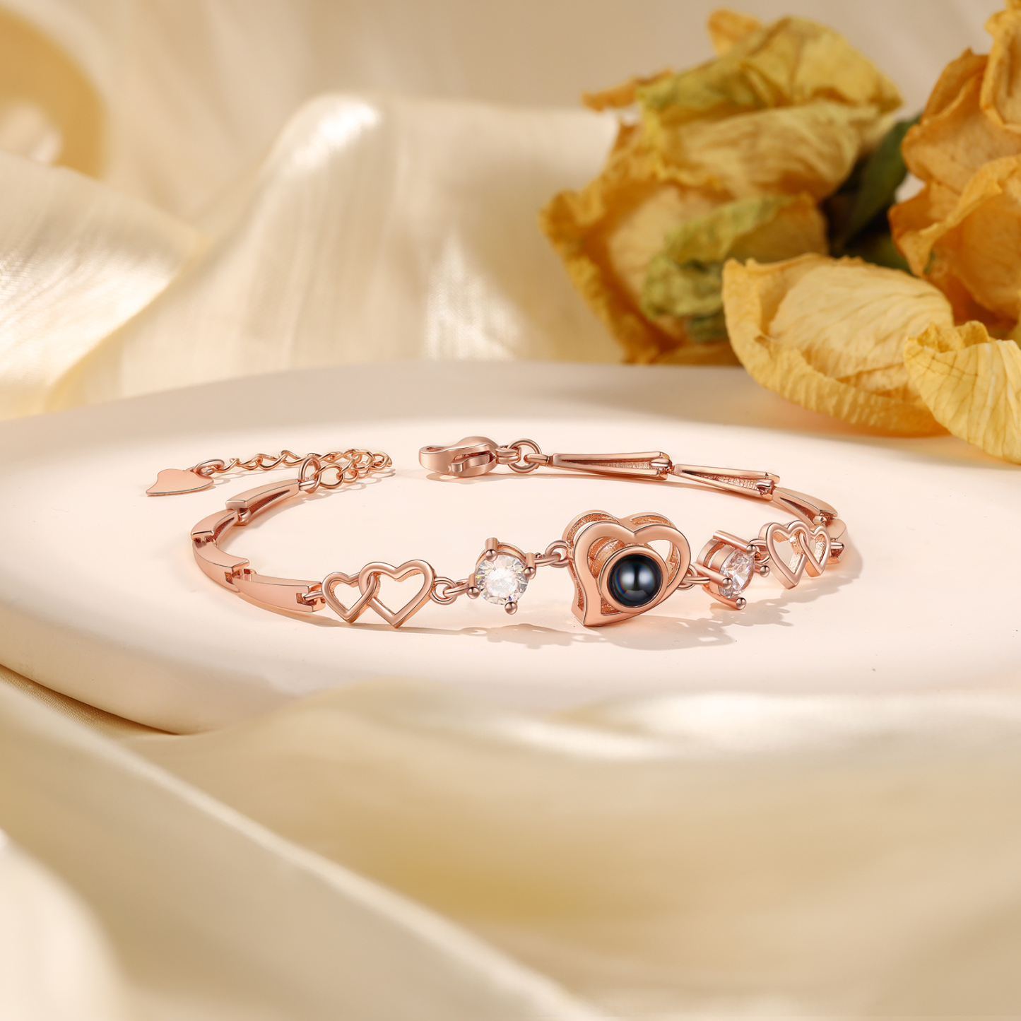 Pulsera con dije de corazón con proyección de foto en color para mujer, Brazalete de proyección-Jessemade ES