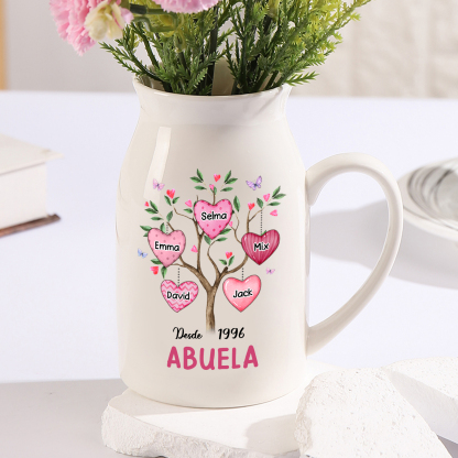 Florero de cerámica árbol de corazones 2-8 nombres personalizados con texto y año decoración del hogar-Jessemade ES