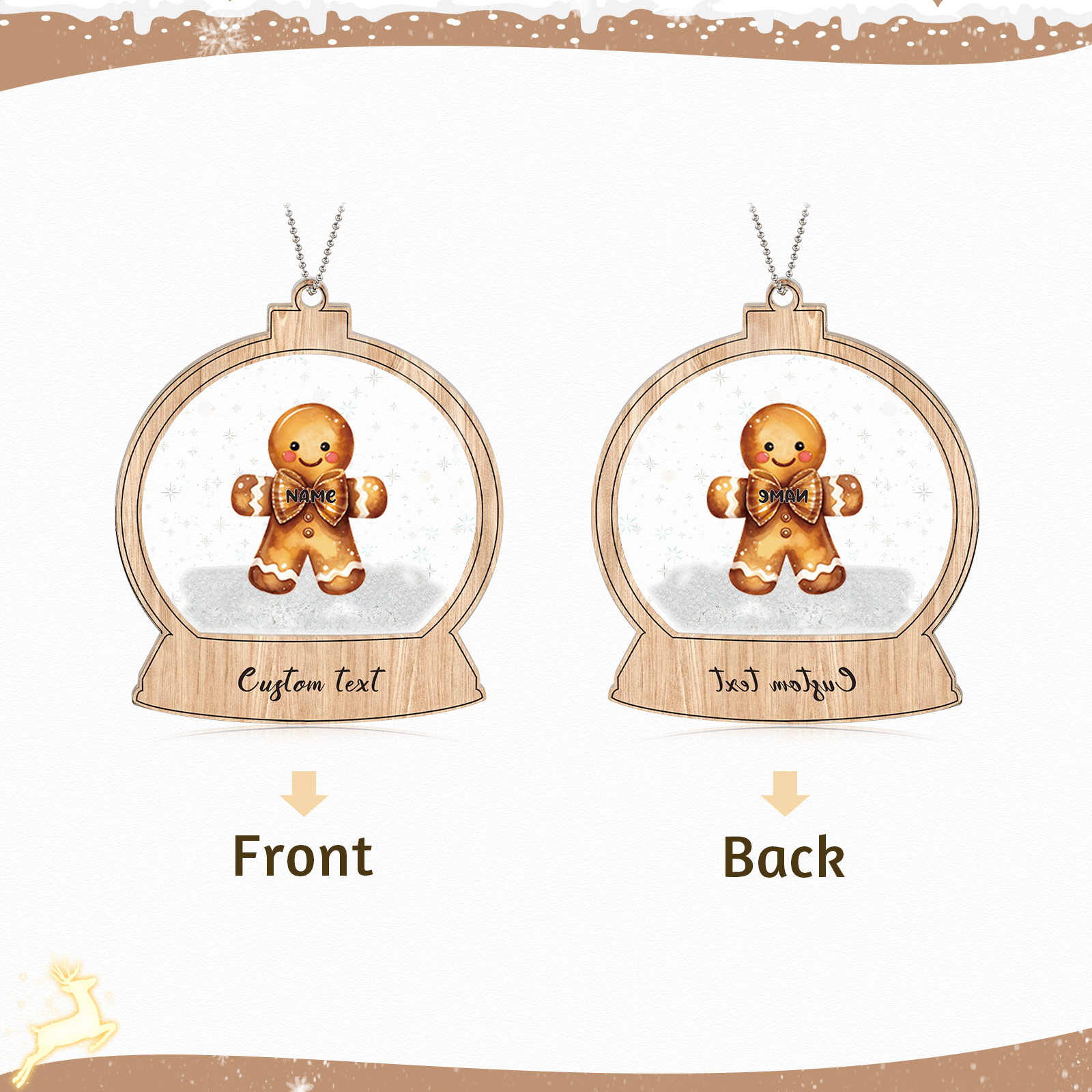 Navidad-Ornamentos Navideños de Acrílico Bola de Cristal 1 Nombre con Texto Personalizados