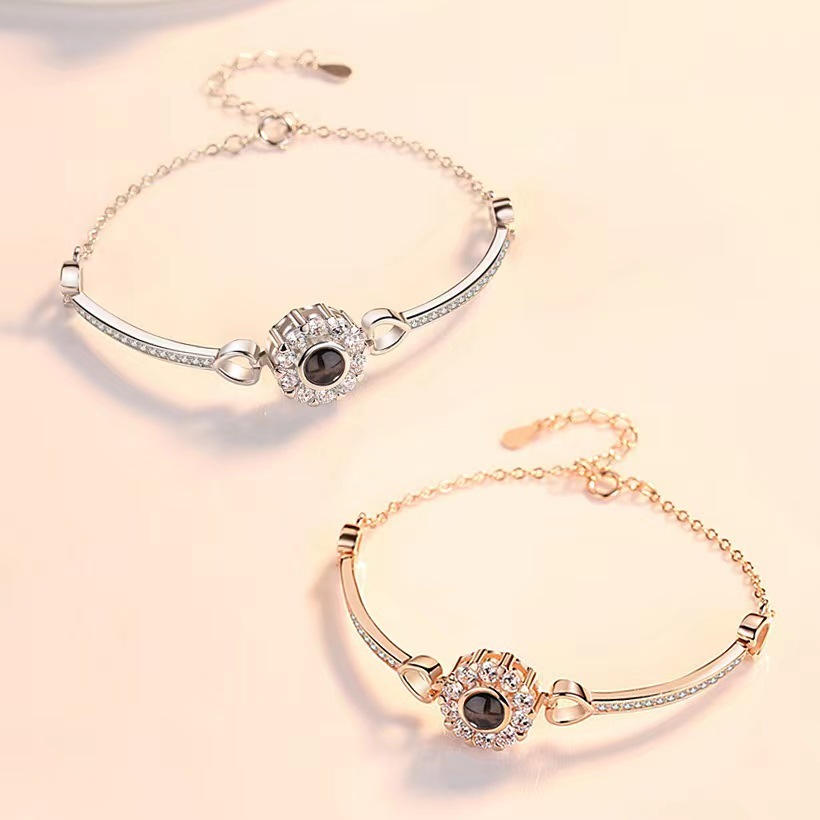 Pulsera con proyección de foto en color para mujer, Brazalete de proyección-Jessemade ES