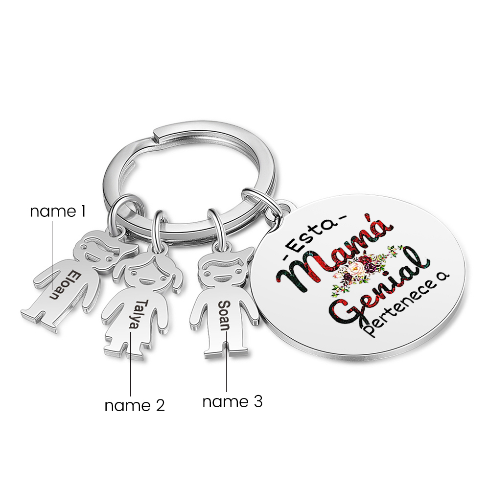 A mi mamá - Llavero 1-5 Nombres Personalizado con Charms de Niños-Jessemade ES