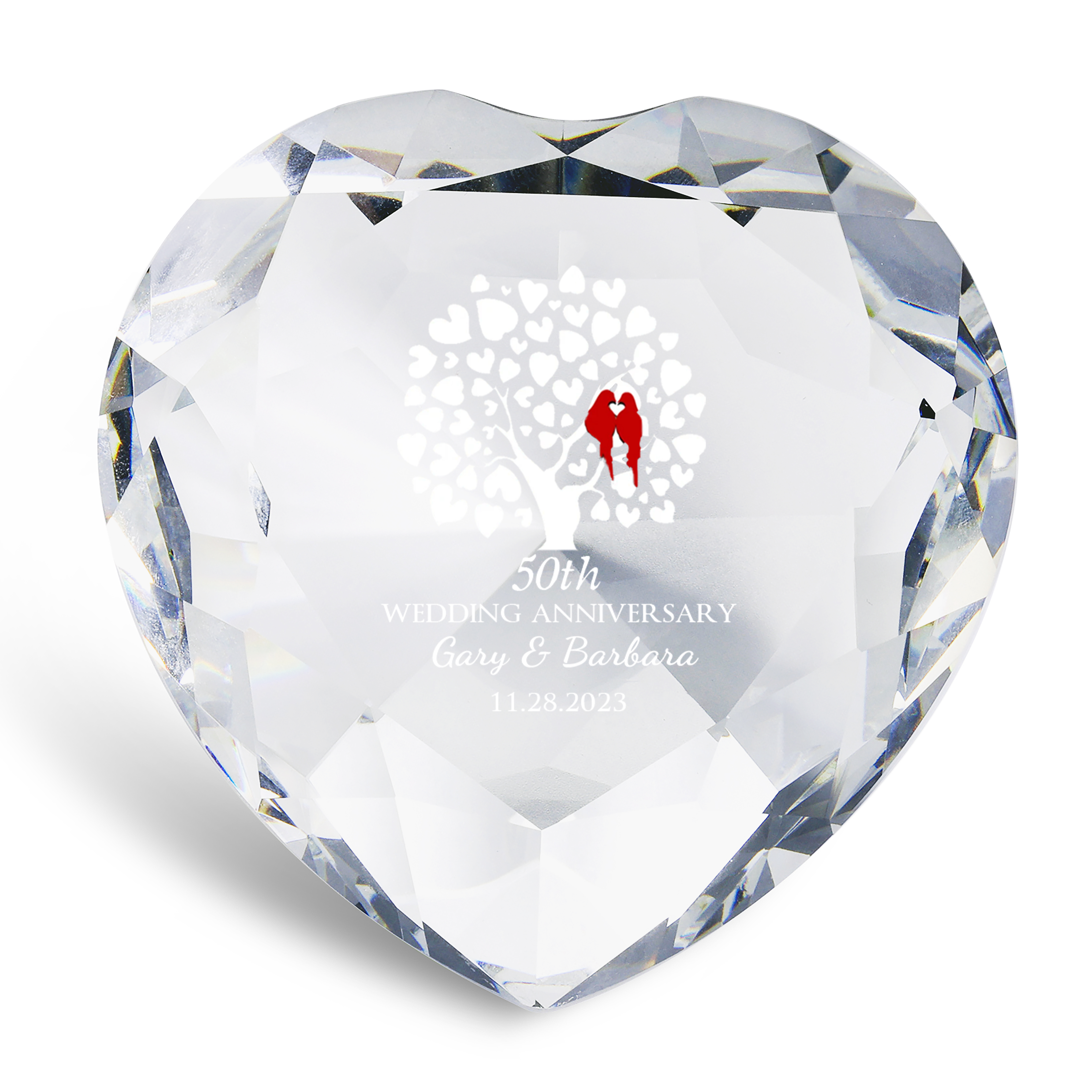 Decoración de vidrio de corazón con 2 nombres, 1 texto y fecha personalizados para el AMOR-Jessemade ES