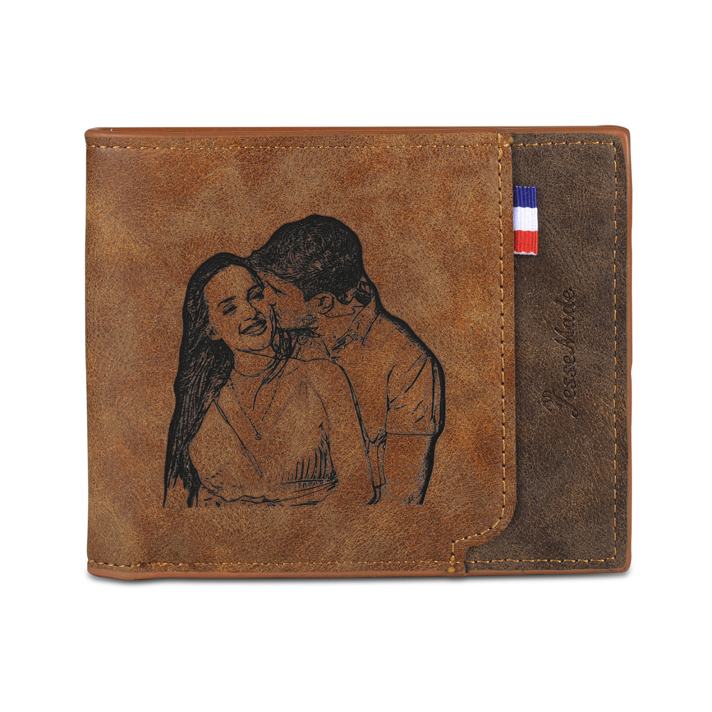 Cartera, billetera personalizada con 1 foto, 1 nombre y 1 letra monedero para hombre-Jessemade ES