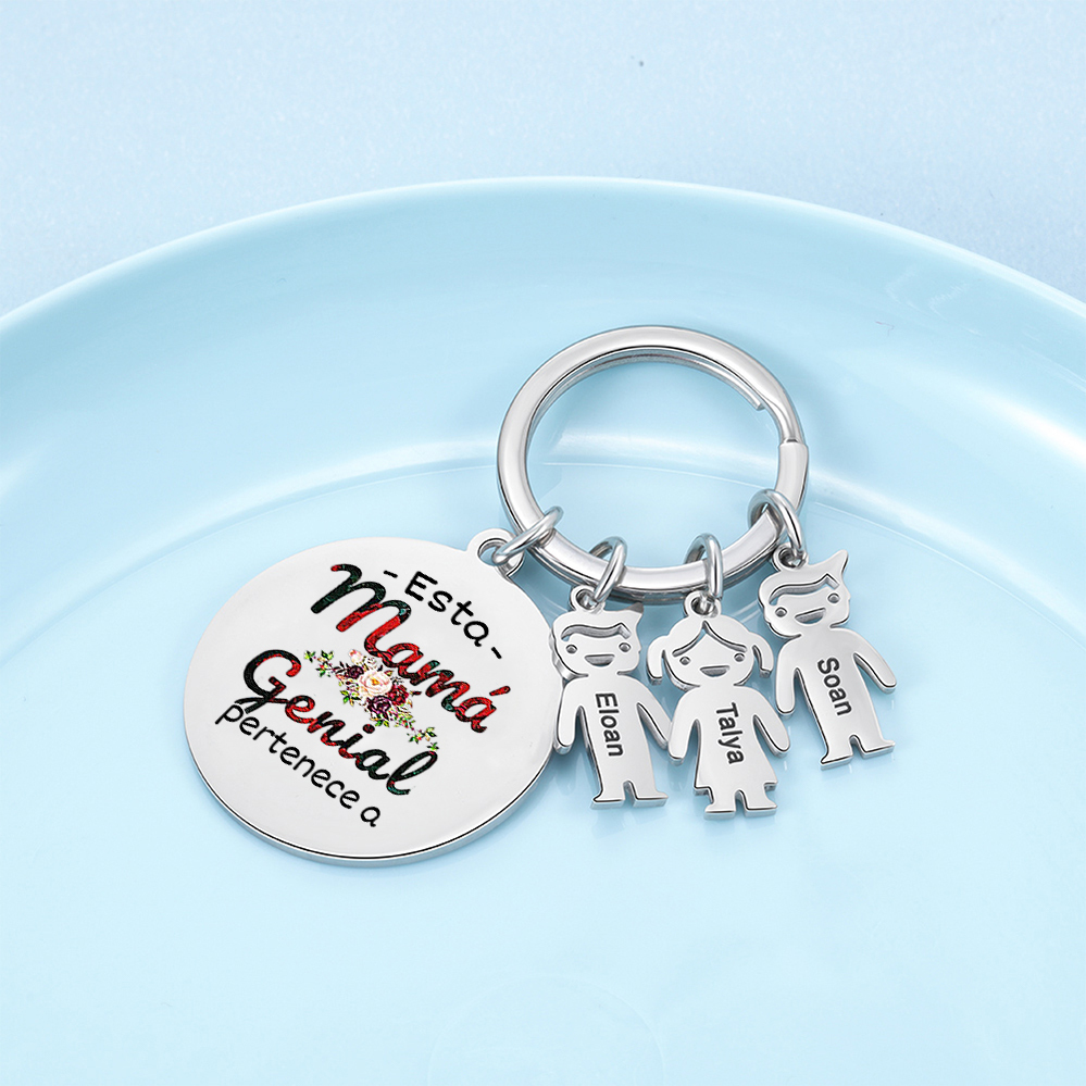 A mi mamá - Llavero 1-5 Nombres Personalizado con Charms de Niños-Jessemade ES
