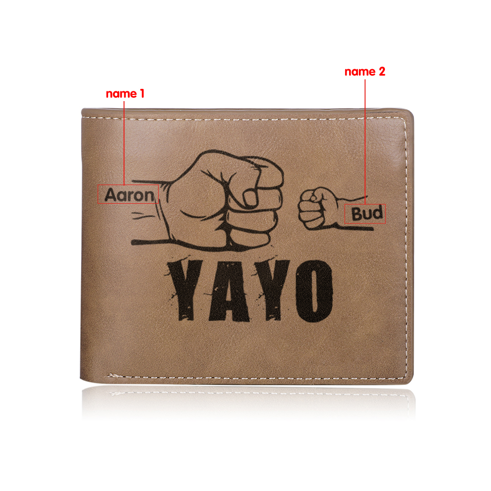 A mi abuelo-Cartera 2-5 nombres personalizados billetera clásica puño con puño -Jessemade ES