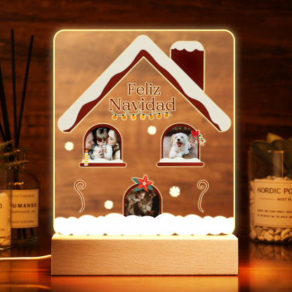 Navidad-Lámpara Luz de Noche LED Feliz Navidad con 3 Fotos Personalizadas-Jessemade ES