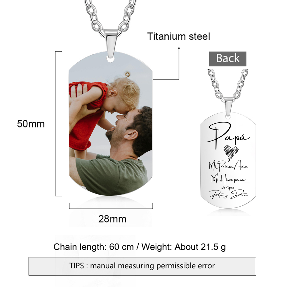A MI PAPÁ-Collar de placa personalizada con texto y foto-Jessemade ES