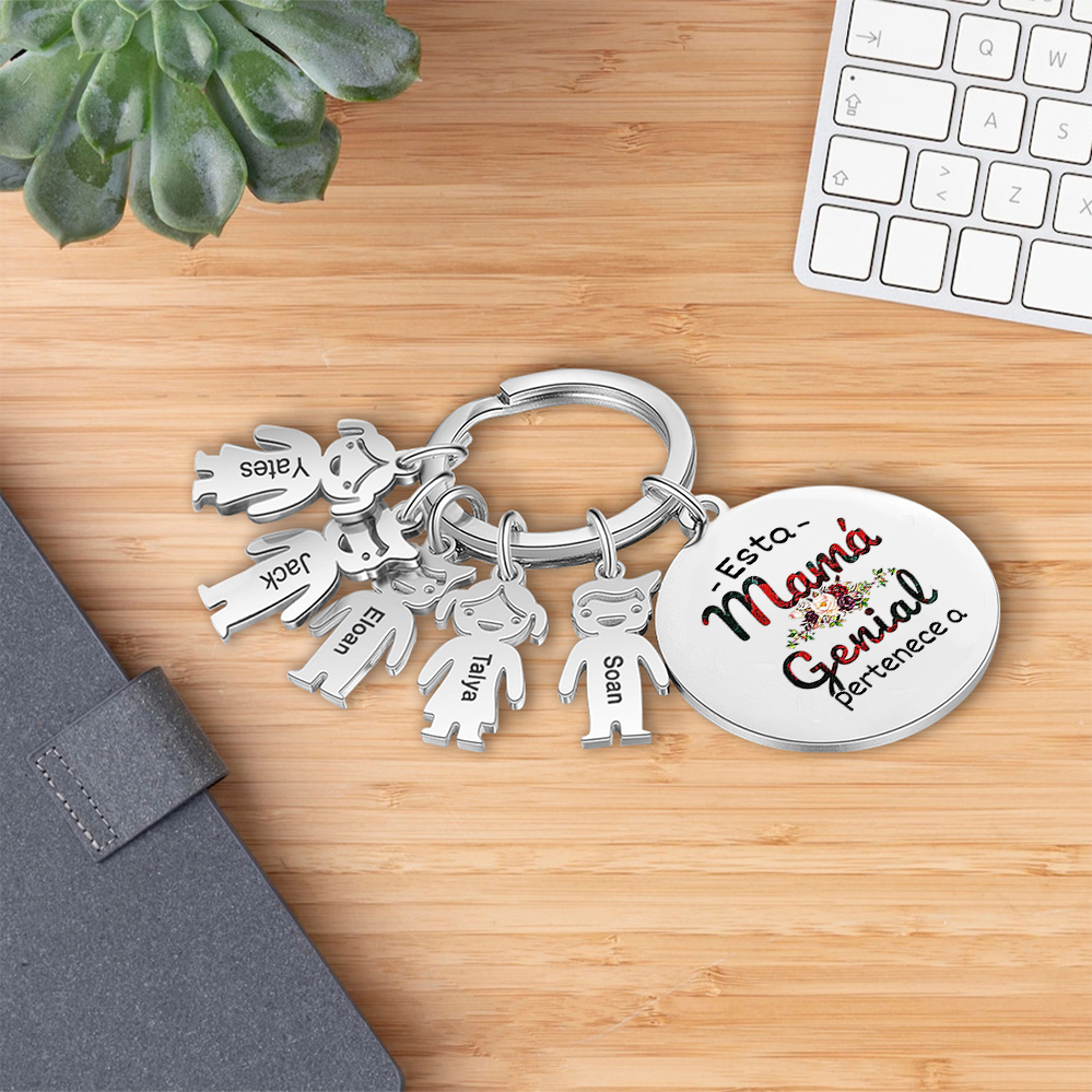 A mi mamá - Llavero 1-5 Nombres Personalizado con Charms de Niños-Jessemade ES